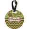 Green & Brown Toile & Chevron Personalized Round Luggage Tag