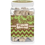 Green & Brown Toile & Chevron Dog Treat Jar (Personalized)