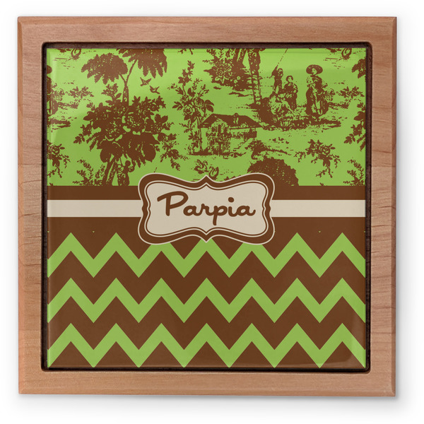 Green & Brown Toile & Chevron Pet Urn - Apvl