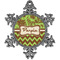 Green & Brown Toile & Chevron Vintage Snowflake Ornament (Personalized)