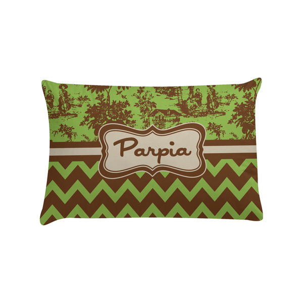 Custom Green & Brown Toile & Chevron Pillow Case - Standard (Personalized)