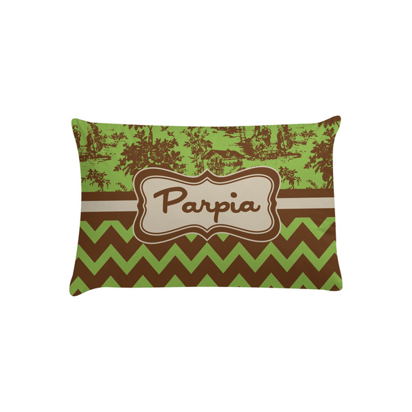Custom Green & Brown Toile & Chevron Pillow Case - Toddler (Personalized)