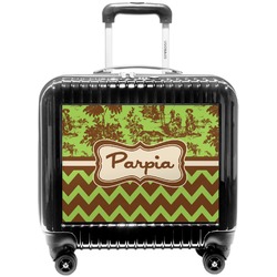 Green & Brown Toile & Chevron Pilot / Flight Suitcase (Personalized)