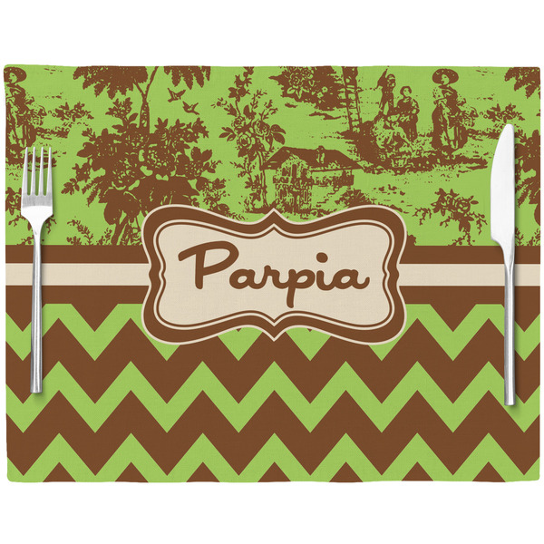 Green & Brown Toile & Chevron Placemat with Props