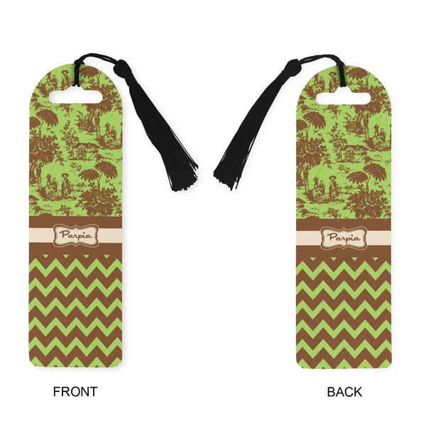 Green & Brown Toile & Chevron Plastic Bookmarks - Approval