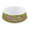 Green & Brown Toile & Chevron Plastic Dog Bowl - Small (Personalized)