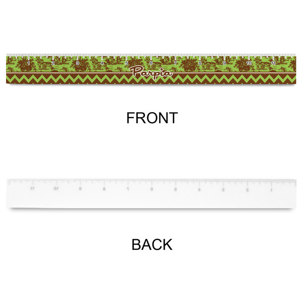 Green & Brown Toile & Chevron Plastic Ruler - 12" - APPROVAL