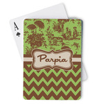 Green & Brown Toile & Chevron Playing Cards (Personalized)