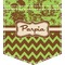 Green & Brown Toile & Chevron Iron On Faux Pocket (Personalized)