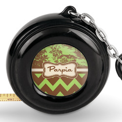 Green & Brown Toile & Chevron Pocket Tape Measure - 6 Ft w/ Carabiner Clip (Personalized)