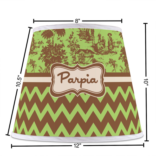 Green & Brown Toile & Chevron Poly Film Empire Lampshade - Dimensions