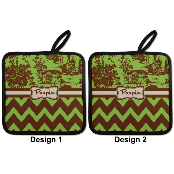 Green & Brown Toile & Chevron Pot Holders - Set of 2 APPROVAL