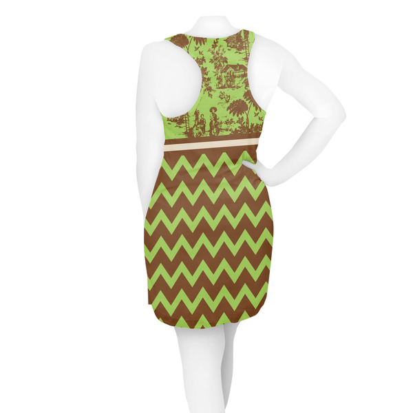 Green & Brown Toile & Chevron Racerback Dress - On Model - Back