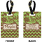 Green & Brown Toile & Chevron Rectangle Luggage Tag (Front + Back)