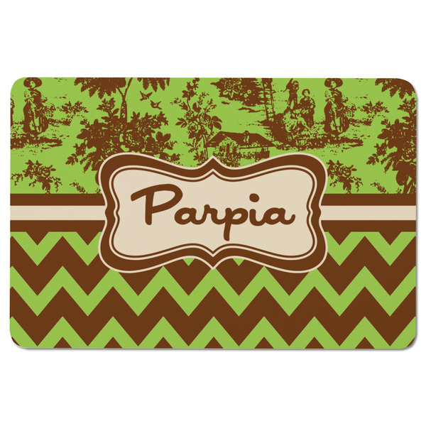 Green & Brown Toile & Chevron Rectangular Fridge Magnet - FRONT