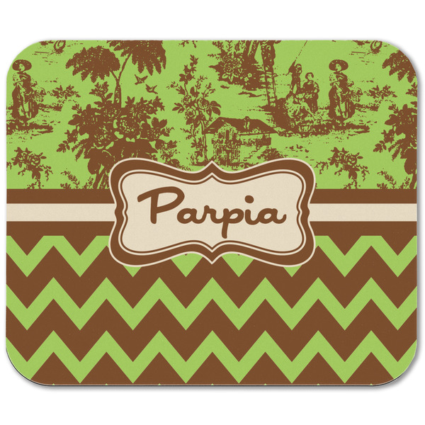 Green & Brown Toile & Chevron Rectangular Mouse Pad - APPROVAL