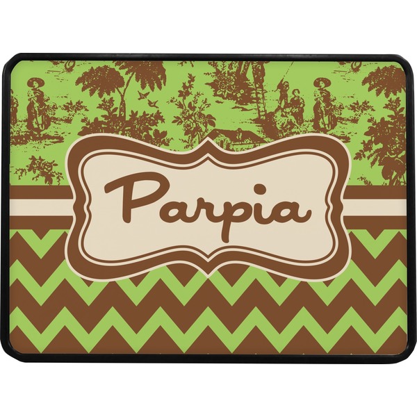 Green & Brown Toile & Chevron Rectangular Trailer Hitch Cover (Personalized)