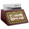 Green & Brown Toile & Chevron Red Mahogany Business Card Holder - Angle