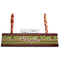 Green & Brown Toile & Chevron Red Mahogany Nameplates with Business Card Holder - Straight