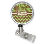 Green & Brown Toile & Chevron Retractable Badge Reel (Personalized)