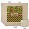 Green & Brown Toile & Chevron Reusable Cotton Grocery Bag - Front & Back View