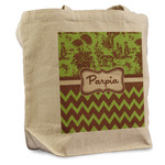 Green & Brown Toile & Chevron Reusable Cotton Grocery Bag - Single (Personalized)