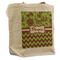 Green & Brown Toile & Chevron Reusable Cotton Grocery Bag - Front View