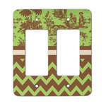 Green & Brown Toile & Chevron Rocker Style Light Switch Cover - Two Switch