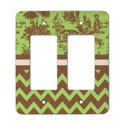 Green & Brown Toile & Chevron Rocker Style Light Switch Cover - Two Switch