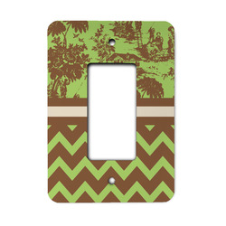 Green & Brown Toile & Chevron Rocker Style Light Switch Cover - Single Switch