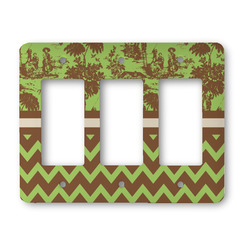 Green & Brown Toile & Chevron Rocker Style Light Switch Cover - Three Switch