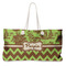 Green & Brown Toile & Chevron Large Rope Tote Bag - Front View