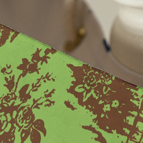 Green & Brown Toile & Chevron Large Rope Tote - Close Up View