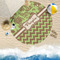 Green & Brown Toile & Chevron Round Beach Towel Lifestyle