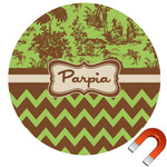 Green & Brown Toile & Chevron Car Magnet (Personalized)
