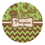 Green & Brown Toile & Chevron Round Decal (Personalized)