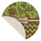 Green & Brown Toile & Chevron Round Linen Placemats - Front (folded corner single sided)