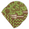 Green & Brown Toile & Chevron Round Linen Placemats - MAIN (Double-Sided)