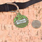 Green & Brown Toile & Chevron Round Pet ID Tag - Large - In Context