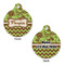 Green & Brown Toile & Chevron Round Pet Tag - Front & Back