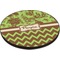 Green & Brown Toile & Chevron Round Table Top (Angle Shot)