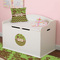 Green & Brown Toile & Chevron Round Wall Decal on Toy Chest