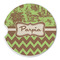 Green & Brown Toile & Chevron Sandstone Car Coaster - Single