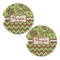 Green & Brown Toile & Chevron Sandstone Car Coasters - Set of 2