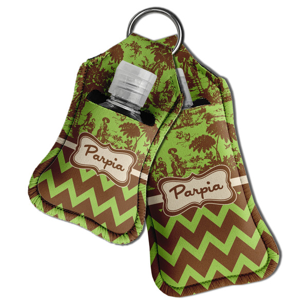 Green & Brown Toile & Chevron Sanitizer Holder Keychain - Both in Case (PARENT)