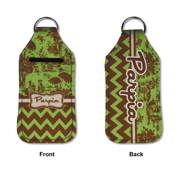 Green & Brown Toile & Chevron Sanitizer Holder Keychain - Large APPROVAL (Flat)