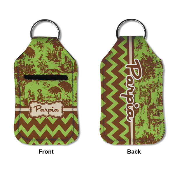 Green & Brown Toile & Chevron Sanitizer Holder Keychain - Small APPROVAL (Flat)