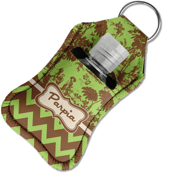 Green & Brown Toile & Chevron Sanitizer Holder Keychain - Small in Case