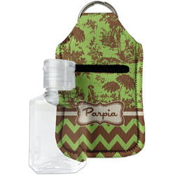 Green & Brown Toile & Chevron Hand Sanitizer & Keychain Holder (Personalized)