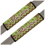 Green & Brown Toile & Chevron Seat Belt Covers (Set of 2) (Personalized)
